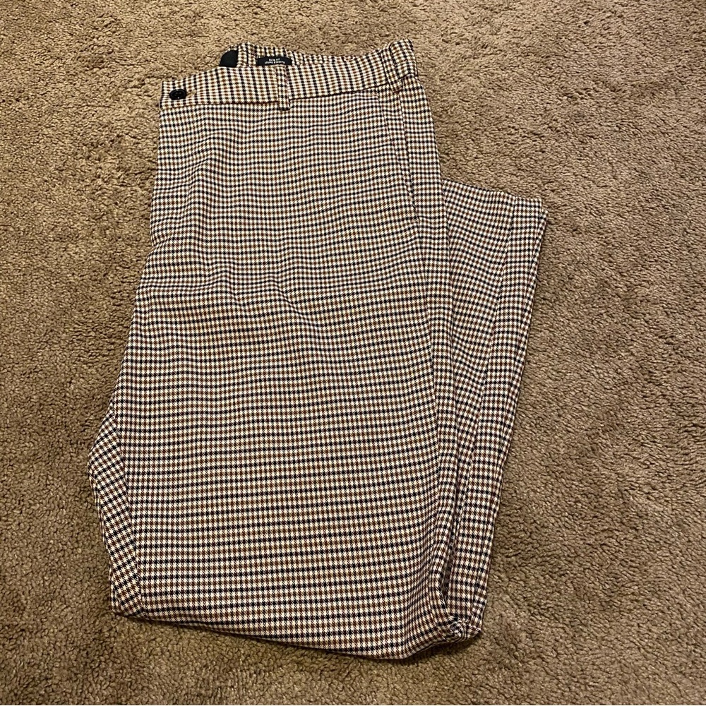 H&M Slim Fit Brown Checkered Dress Pants